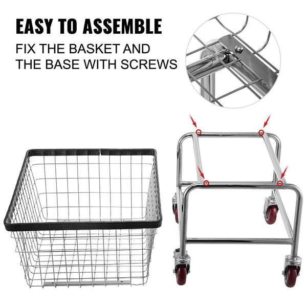 Wire Laundry Cart Basket 4.5 Bushel Heavy Duty With Inch Wheels Laundry Baskets & Hampers