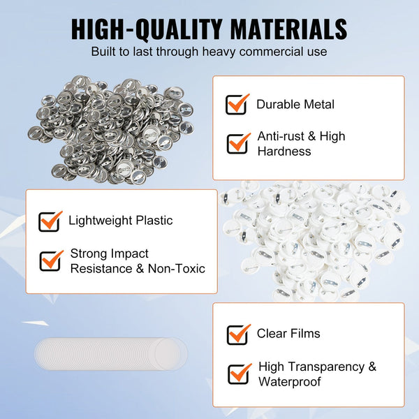 Vevor 1" 25Mm Button Badge Parts Supplies For Maker Machine 500 Sets Badge & Button Makers