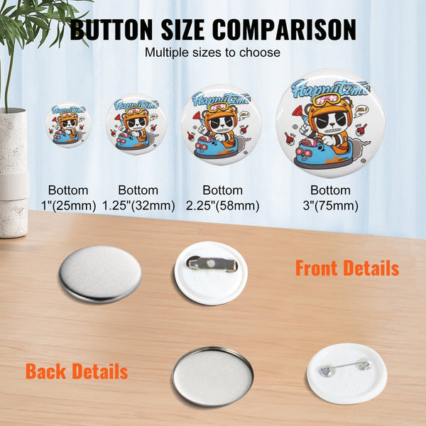 Vevor 1" 25Mm Button Badge Parts Supplies For Maker Machine 500 Sets Badge & Button Makers