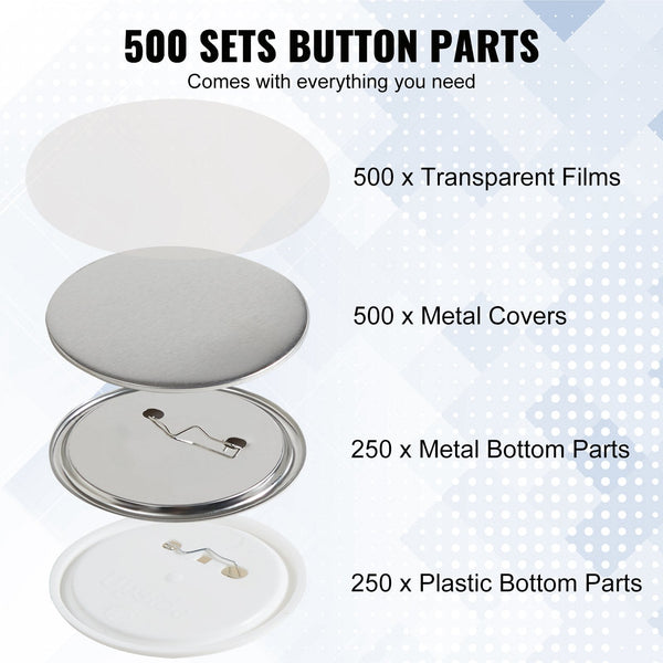 Vevor 2.25" 58Mm Button Badge Parts Supplies For Maker Machine 500 Sets Badge & Button Makers