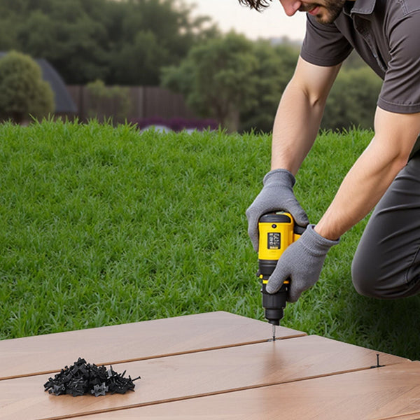 900Pcs Hidden Deck Fasteners For Composite Decking Board Universal T Clips And Plastic With Metal Screws Polypropylene Pp Works 6.5 Mm Gaps Black Nail