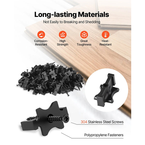 900Pcs Hidden Deck Fasteners For Composite Decking Board Universal T Clips And Plastic With Metal Screws Polypropylene Pp Works 6.5 Mm Gaps Black Nail