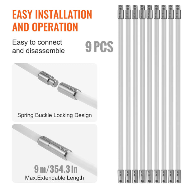 Vevor 9 Meter Chimney Sweep Kit With Nylon Rods 360 Brush Accessories Fireplace & Stove Accessories