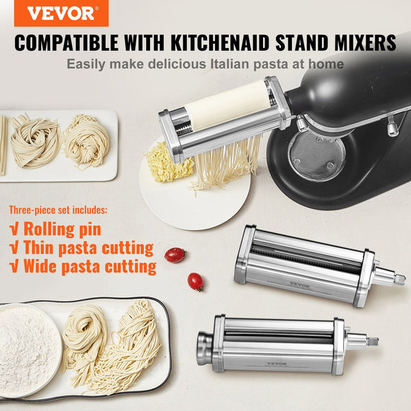 3Pcs Pasta Attachment For Kitchenaid Stand Mixer Roller Cutter Set Countertop Mixers