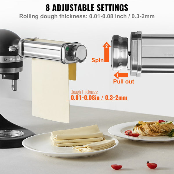 3Pcs Pasta Attachment For Kitchenaid Stand Mixer Roller Cutter Set Countertop Mixers