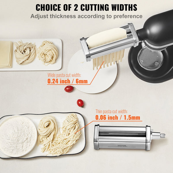 3Pcs Pasta Attachment For Kitchenaid Stand Mixer Roller Cutter Set Countertop Mixers