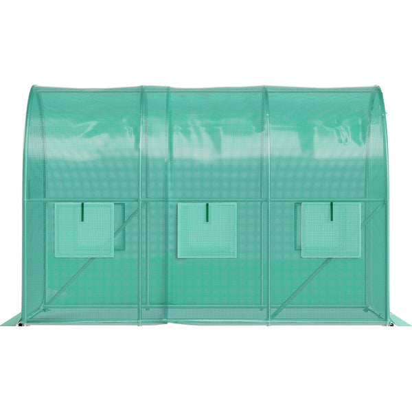 Walk In Tunnel Greenhouse 3 X 2 M Portable Plant Hot House With Galvanised Steel Frame 1 Top Bar Diagonal Poles Zipper Door And 6 Roll Up Windows Gree