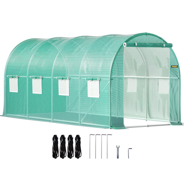 Walk In Tunnel Greenhouse Galvanized Frame & Waterproof Cover 15X7x7 Ft Greenhouses