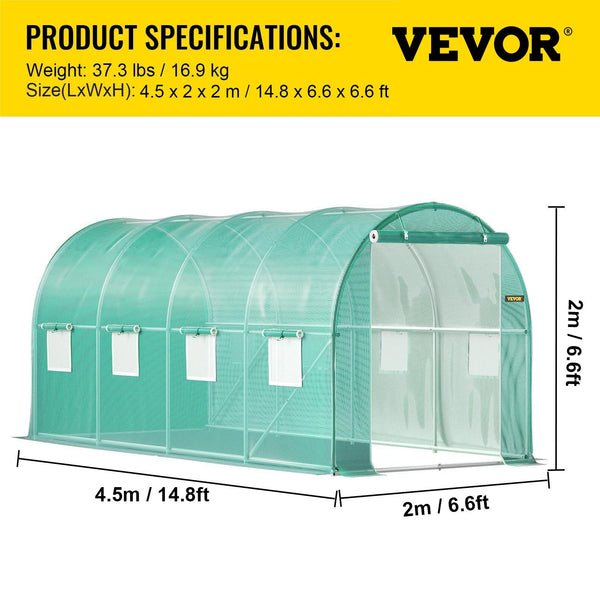 Walk In Tunnel Greenhouse Galvanized Frame & Waterproof Cover 15X7x7 Ft Greenhouses
