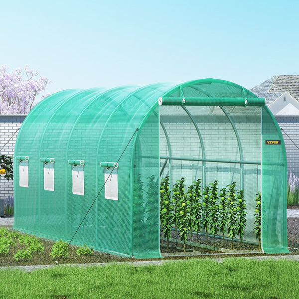 Walk In Tunnel Greenhouse Galvanized Frame & Waterproof Cover 15X7x7 Ft Greenhouses