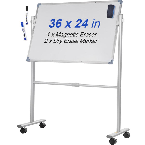 Vevor Mobile Dry Erase Board Magnetic Whiteboard W/ Stand 60 X 90Cm Double Sided Whiteboards