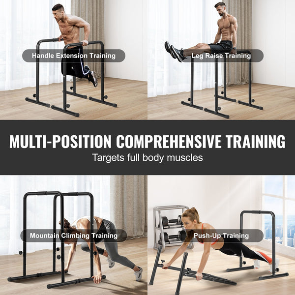 Vevor Dip Bars 200 Kg Capacity Heave Duty Stand Station With Adjustable Height Fitness Workout Stabilizer Parallette Push Up Parallel For Strength Tra