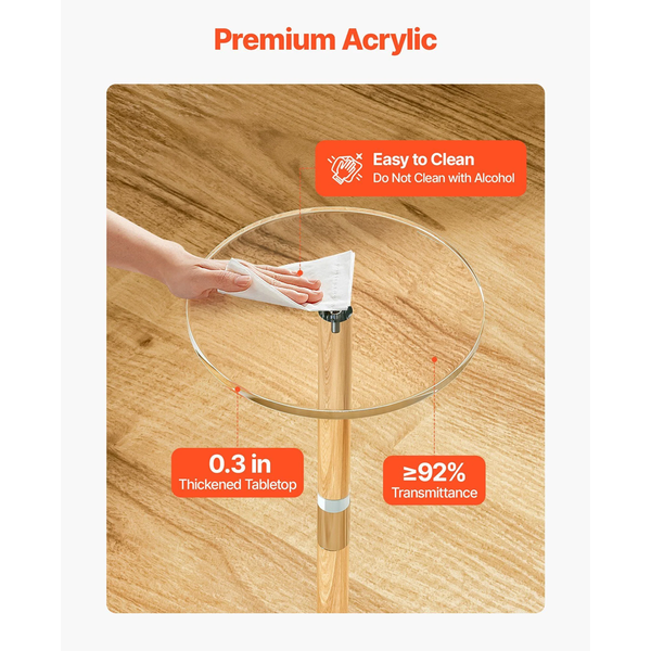 Acrylic Drink Table Clear End Round Top With Solid Post Modern Cake Stand Transparent Side Desk For Coffee Food Snack Easy Assembly 25.4 X 54 Cm Other