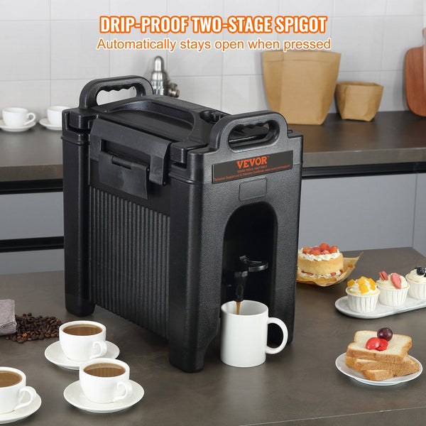 Vevor Insulated Beverage Dispenser 9.5 L Food Grade Ldpe Hot And Cold Server Thermal Drink Cooler With 23 Mm Pu Layer Two Stage Faucet Handle For Rest