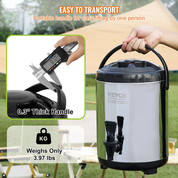 Stainless Steel Insulated Beverage Dispenser 6 Liter Thermal Hot And Cold Drink Server With Spigot Handle Food Grade For Tea Coffee Water Restaurant S