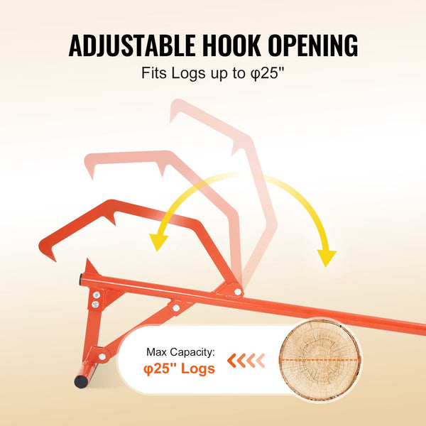 Timberjack 46.5 In Heavy Duty Steel Log Roller Lifter With Adjustable Cant Hook Logging Tools Jack For Logs Ups 25" Dia Rolling Cutting And Lifting Ot