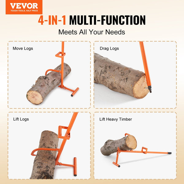 Timberjack 46.5 In 1 Heavy Duty Steel Log Lifter Multifunctional Roller Adjustable Cant Hook Logging Tools Jack Forestry Multitool Rolling Cutting Lif