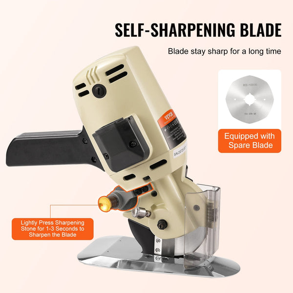 Fabric Cutter 250W Electric Rotary Cutting Machine 1.1" Thickness Octagonal Knife With Replacement Blade And Sharpening Stones For Multi Layer Cloth L