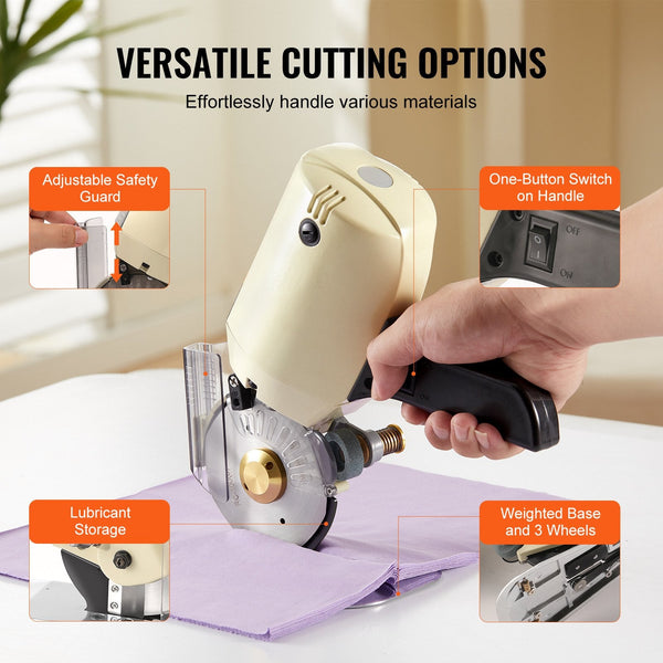 Fabric Cutter 250W Electric Rotary Cutting Machine 1.1" Thickness Octagonal Knife With Replacement Blade And Sharpening Stones For Multi Layer Cloth L