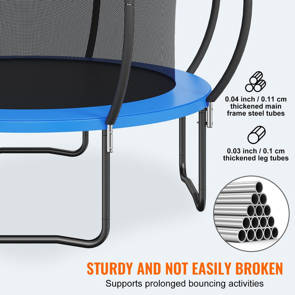 Vevor 10Ft Trampoline 330 Lbs With Enclosure Net Ladder And Curved Pole Heavy Duty Jumping Mat Spring Cover Padding Outdoor Recreational For Kids Adul