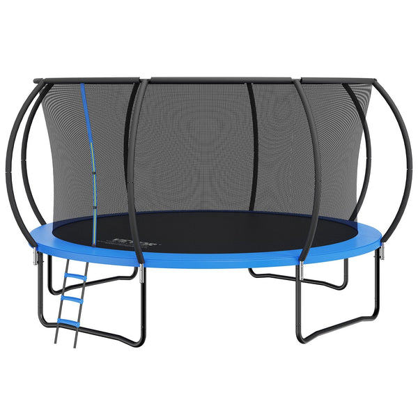 Vevor 14Ft Trampoline 450 Lbs With Enclosure Net Ladder And Curved Pole Heavy Duty Jumping Mat Spring Cover Padding Outdoor Recreational For Kids Adul