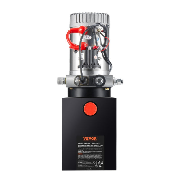 Vevor Hydraulic Pump 4 Quart Power Unit Single Acting Dump Trailer 0.91 Gpm Flow Rate 3200 Psi Max Relief Pressure Dc 12V For Car Lifting Other Pipe T