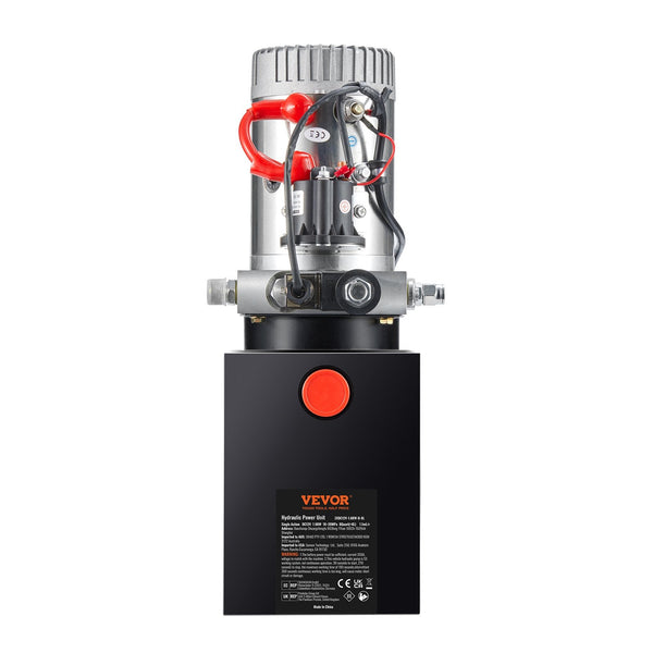 Vevor Hydraulic Pump 8 Quart Power Unit Single Acting Dump Trailer 0.91 Gpm Flow Rate 3200 Psi Max Relief Pressure Dc 12V For Car Lifting Other Pipe T