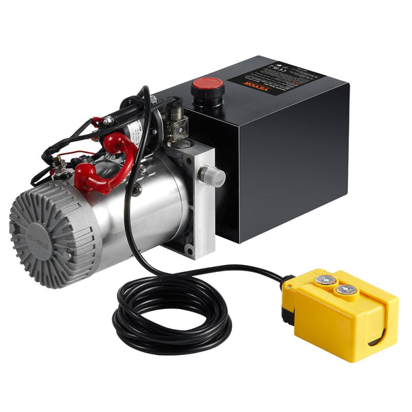 Vevor Hydraulic Pump 8 Quart Power Unit Single Acting Dump Trailer 0.91 Gpm Flow Rate 3200 Psi Max Relief Pressure Dc 12V For Car Lifting Other Pipe T