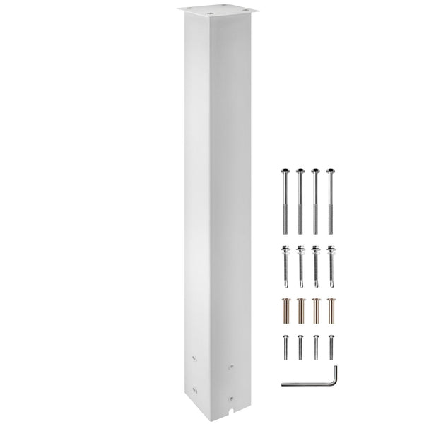 Vevor Mailbox Post 43"" High Stand White Powder Coated Box Kit Q235 Steel Surface Mount For Sidewalk And Street Curbside Universal Outdoor Letterboxes