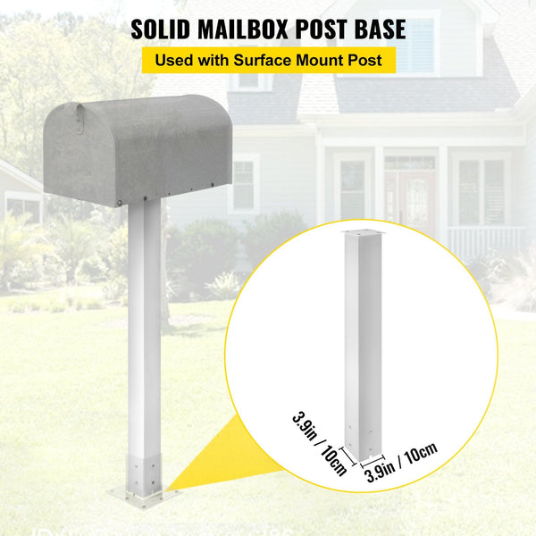 Vevor Mailbox Post 43"" High Stand White Powder Coated Box Kit Q235 Steel Surface Mount For Sidewalk And Street Curbside Universal Outdoor Letterboxes