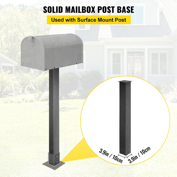 Vevor Mailbox Post Stand Box 43" Black Powder Coated Steel For Outdoor Letterboxes