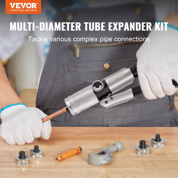 Hydraulic Tube Expander 3/8" To 1 1/8" Od Havc Swaging Tool With 7 Pipe Heads Deburring Cutter For Copper Aluminum Brass Soft Steel Pipes Other Hand T