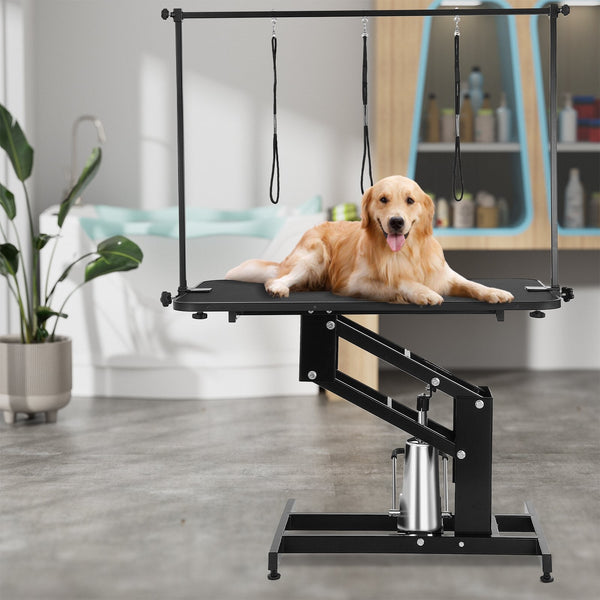 Vevor 109Cm Hydraulic Pet Grooming Table Heavy Duty Dog Arm For Medium/ Small Dogs Height Adjustable Station Anti Slip Tabletop /Dog Max Bearing 182Kg