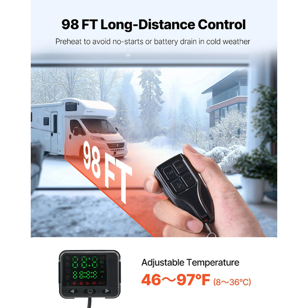 Diesel Air Heater 8 Kw Dc12 24V Fast Heating Parking With Remote Control And Color Digital Display 10L Fuel Tank Low Noise Voice Announcement For Rv T