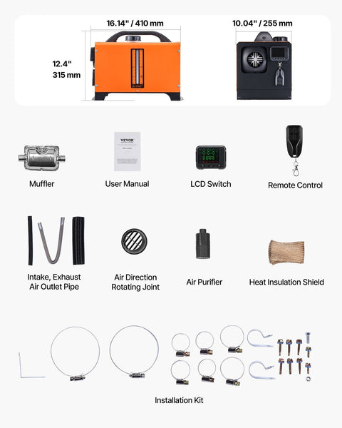 Diesel Air Heater 8 Kw Dc12 24V Fast Heating Parking With Remote Control And Square Color Digital Display Low Noise Voice Announcement For Rv Truck Ca