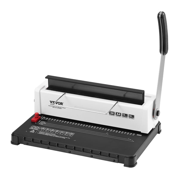 Vevor Coil Spiral Binding Machine Manual Book Maker 34 Holes 120 Sheets Punch Binder With Adjustable Side Margin For Letter Size A4 A5 School Supplies