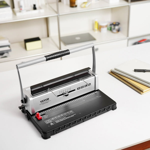 Vevor Coil Spiral Binding Machine Manual Book Maker 34 Hole 120 Sheets Punch Binder With Adjustable 3/16" 9/16" Spines And Side Margin For Letter Size