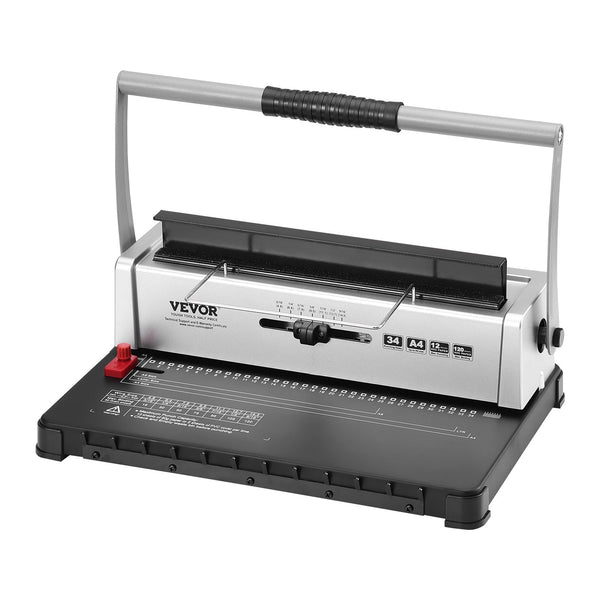 Vevor Coil Spiral Binding Machine Manual Book Maker 34 Hole 120 Sheets Punch Binder With Adjustable 3/16" 9/16" Spines And Side Margin For Letter Size