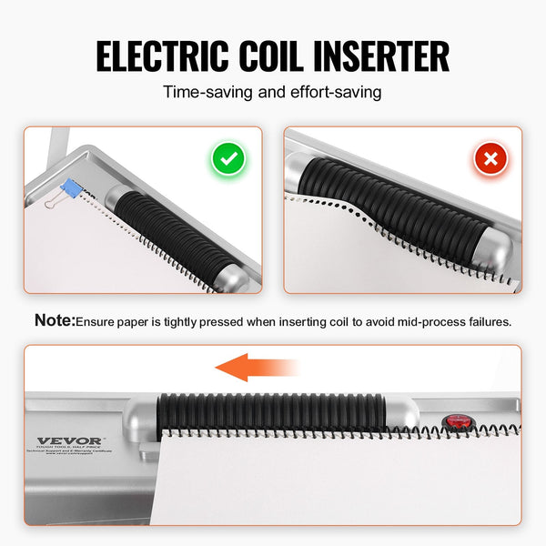 Vevor Coil Spiral Binding Machine Manual Book Maker With Electric 46 Holes 500 Sheets Punch Binder 100Pcs 5/16'' Spines For Letter Size A4 A5 School S