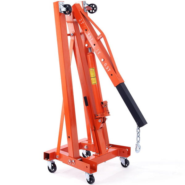 Vevor Hydraulic Engine Hoist With Lever 2000Kg Heavy Duty Cherry Picker Shop Crane Foldable And Leveler For Auto Repair Motors Weights Lifting Loading