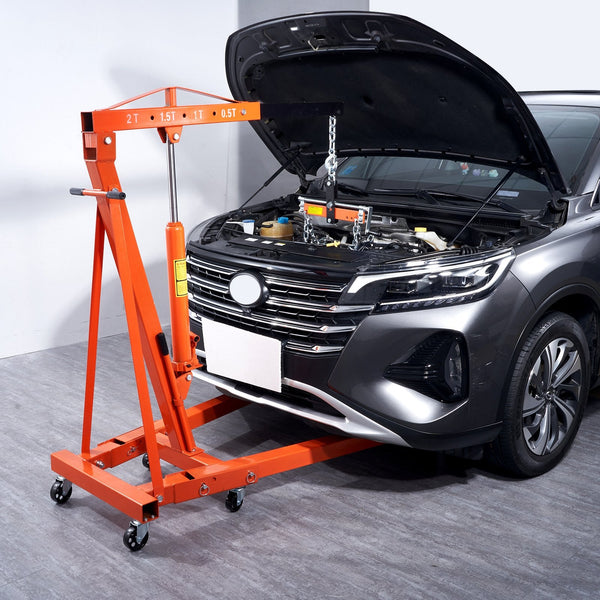 Vevor Hydraulic Engine Hoist With Lever 2000Kg Heavy Duty Cherry Picker Shop Crane Foldable And Leveler For Auto Repair Motors Weights Lifting Loading