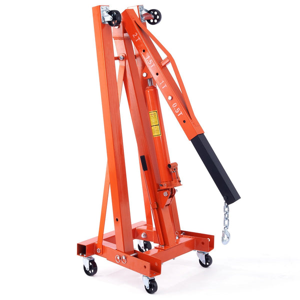 Vevor Hydraulic Engine Hoist With Lever 2000Kg Heavy Duty Cherry Picker Shop Crane Foldable And Leveler For Auto Repair Motors Weights Lifting Loading