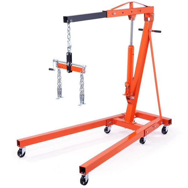 Vevor Hydraulic Engine Hoist With Lever 2000Kg Heavy Duty Cherry Picker Shop Crane Foldable And Leveler For Auto Repair Motors Weights Lifting Loading