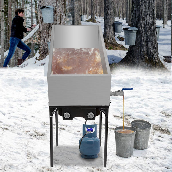 Vevor Maple Syrup Evaporator Pan 76X41x24 Cm Stainless Steel Boiling With Valve For Steamers