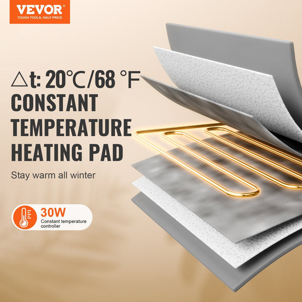 Vevor Elevated Heated Cat House Cuboid Kitty Shelter With Adjustable Temperature And Timer 900D Oxford Cloth Foldable Pad For Winter To Stay Warm Cozy