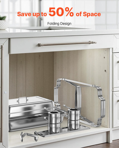 Vevor 8 Qt 2 Pack Rectangle Chafing Dish Buffet Set Fullsize Pan Stainless Steel Party Tableware & Serveware