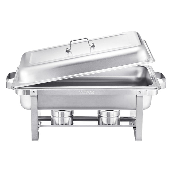 8 Qt 4 Pack Rectangle Chafing Dish Buffet Set Fullsize Pan Stainless Steel Party Tableware & Serveware