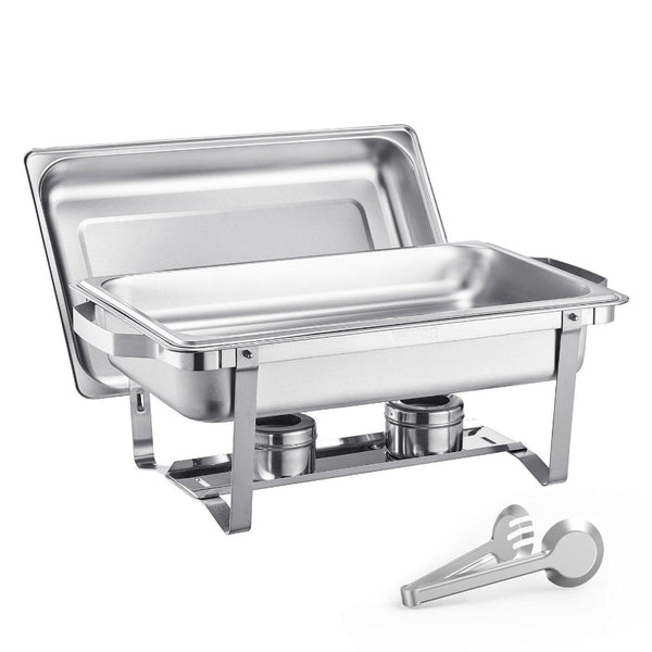 8 Qt 4 Pack Rectangle Chafing Dish Buffet Set Fullsize Pan Stainless Steel Party Tableware & Serveware
