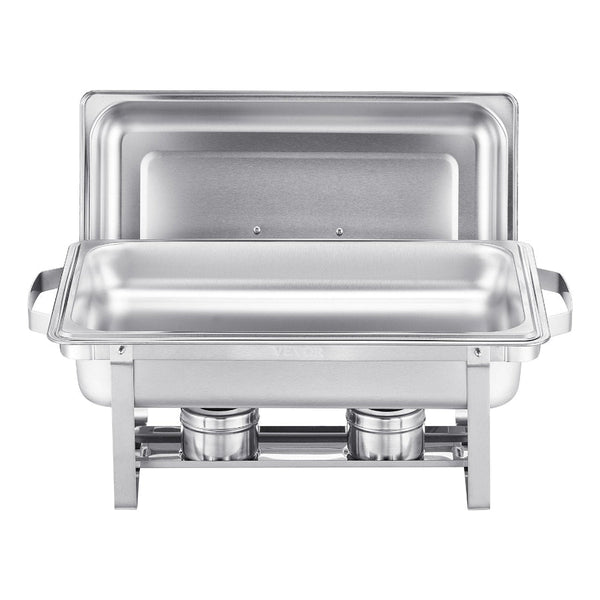 8 Qt 4 Pack Rectangle Chafing Dish Buffet Set Fullsize Pan Stainless Steel Party Tableware & Serveware
