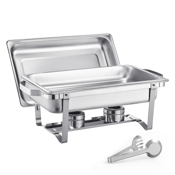 8 Qt 4 Pack Rectangle Chafing Dish Buffet Set Fullsize Pan Stainless Steel Party Tableware & Serveware